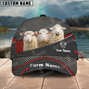 Joycorners Sheep Customized Name And Farm Name Metal 3D Classic Cap