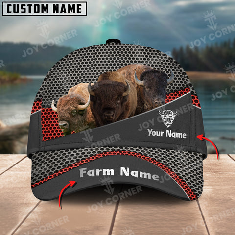 Joycorners Bison Customized Name And Farm Name Metal 3D Classic Cap