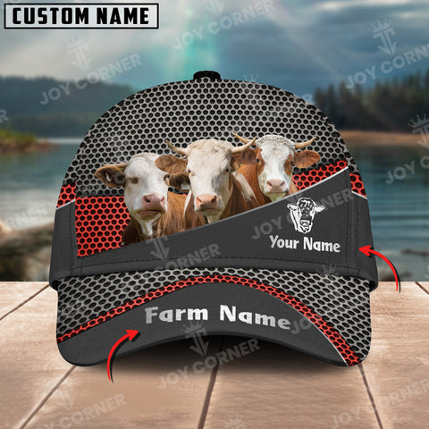 Joycorners Simmental Customized Name And Farm Name Metal 3D Classic Cap