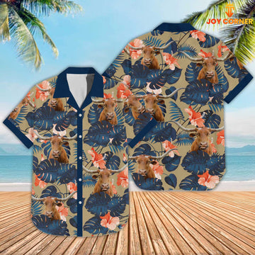 Joy Corners Texas Longhorn 3D Hawaiian Shirt