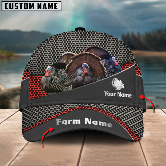 Joycorners Turkey Customized Name And Farm Name Metal 3D Classic Cap