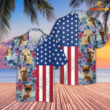 Joy Corners Alpaca Flower Pattern American 3D Hawaiian Shirt