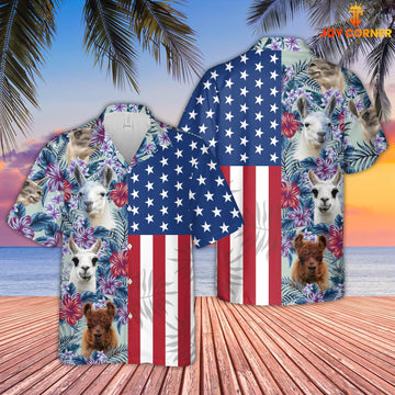 Joy Corners LLama Flower Pattern American 3D Hawaiian Shirt