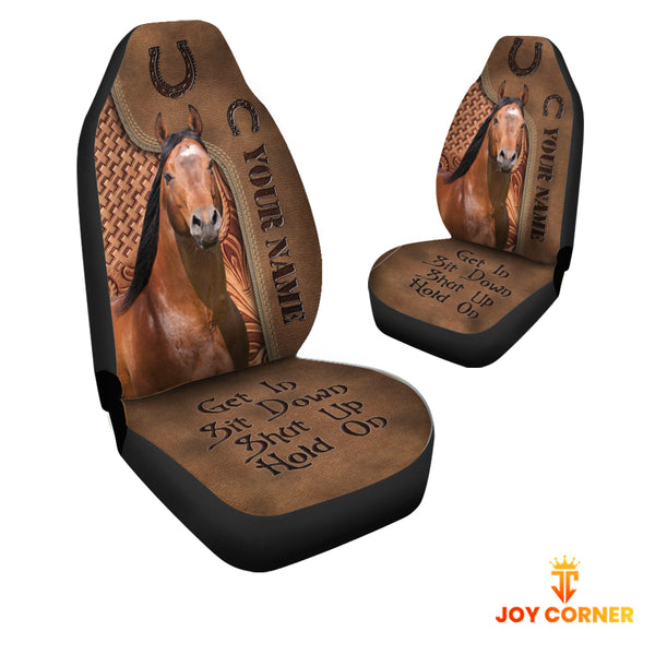 Joycorners Horse Leather Carving Customized Name Car Seat Cover Set