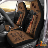 Joycorners Black Angus Leather Carving Customized Name Car Seat Cover Set