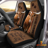 Joycorners Texas Longhorn Leather Carving Customized Name Car Seat Cover Set