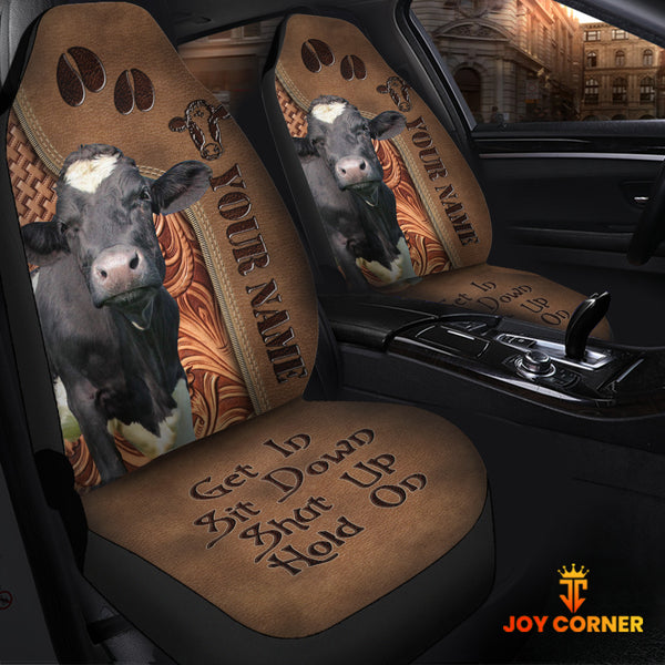 Joycorners Holstein Leather Carving Customized Name Car Seat Cover Set