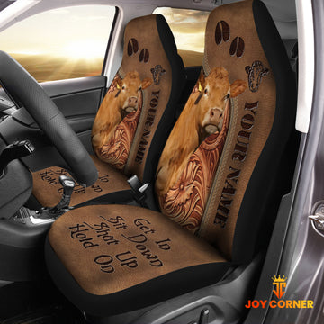 Joycorners Limousin Leather Carving Customized Name Car Seat Cover Set