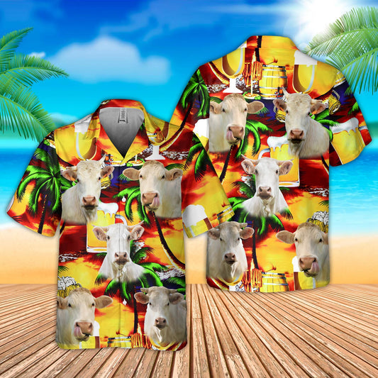 Joy Corners Charolais Drink Beer 3D Hawaiian Shirt