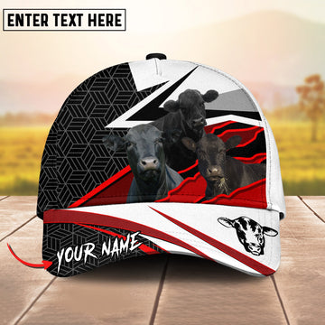 Joycorners Black Angus Customized Name And Farm Name Red White Monster 3D Classic Cap