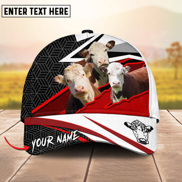 Joycorners Hereford Customized Name And Farm Name Red White Monster 3D Classic Cap