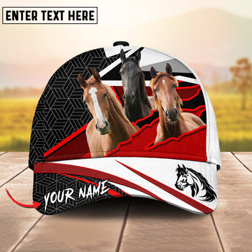 Joycorners Horse Customized Name And Farm Name Red White Monster 3D Classic Cap