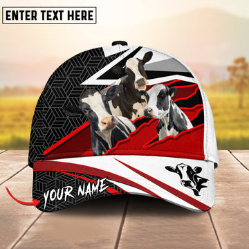 Joycorners Holstein Customized Name And Farm Name Red White Monster 3D Classic Cap