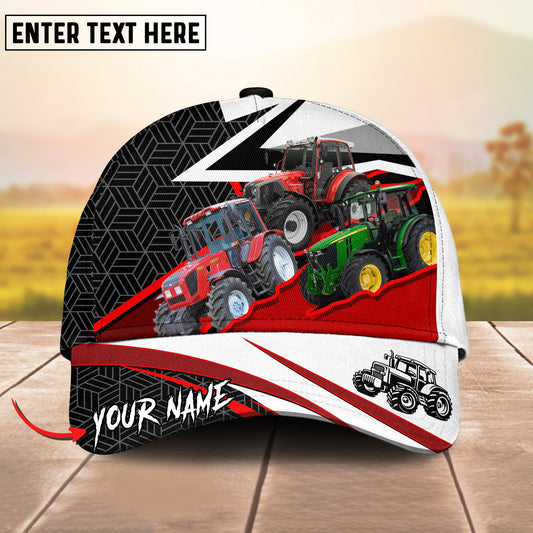 Joycorners Tractor Customized Name And Farm Name Red White Monster 3D Classic Cap