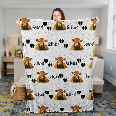 Joycorners Gelbvieh Cattle Happy Pattern Blanket