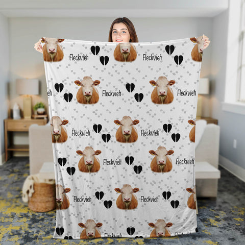 Joycorners Fleckvieh Cattle Happy Pattern Blanket