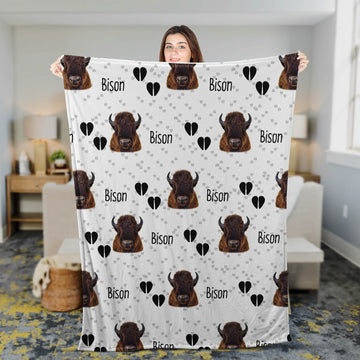 Joycorners Bison Cattle Happy Pattern Blanket