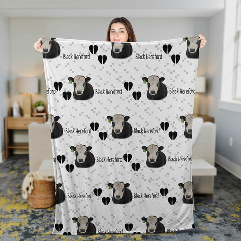 Joycorners Black Hereford Cattle Happy Pattern Blanket