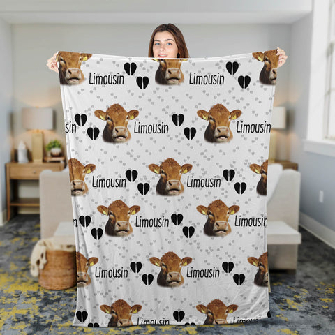 Joycorners Limousin Cattle Happy Pattern Blanket