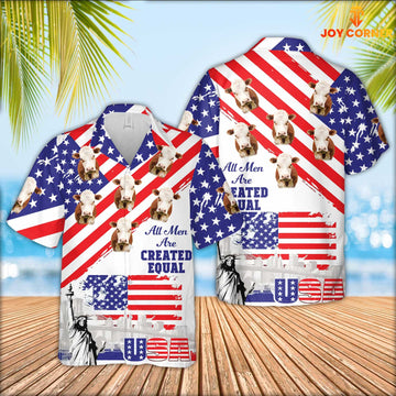 Joy Corners Hereford Are Men Are Created Equal 3D Hawaiian Shirt