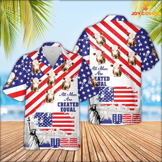 Joy Corners Hereford Are Men Are Created Equal 3D Hawaiian Shirt