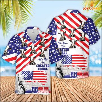 Joy Corners Holstein Are Men Are Created Equal 3D Hawaiian Shirt