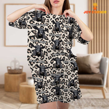 Joycorners Black Angus Cattle Leopard Pattern 3D Short Pajamas