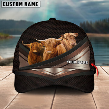 Joycorners Happiness Highland Customized Name Brown 3D Classic Cap