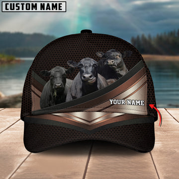 Joycorners Happiness Black Angus Customized Name Brown 3D Classic Cap