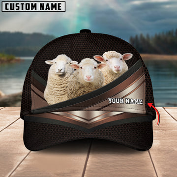 Joycorners Happiness Sheep Customized Name Brown 3D Classic Cap