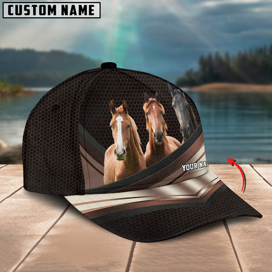 Joycorners Happiness Horse Customized Name Brown 3D Classic Cap