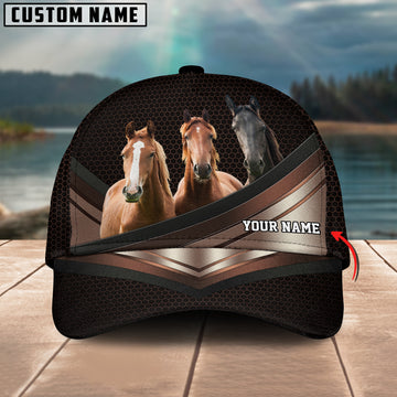 Joycorners Happiness Horse Customized Name Brown 3D Classic Cap