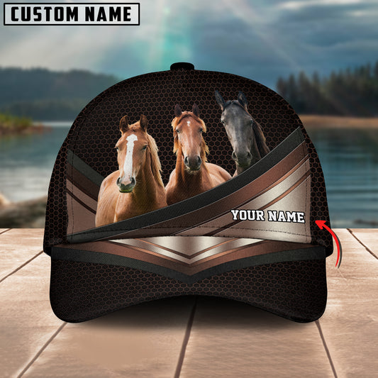 Joycorners Happiness Horse Customized Name Brown 3D Classic Cap