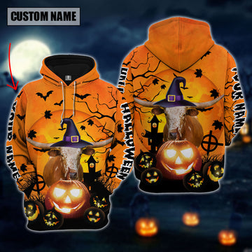 Joycorners Farm Custom Name Texas Longhorn Halloween Pattern 3D Printed Hoodie