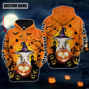 Joycorners Farm Custom Name Charolais Halloween Pattern 3D Printed Hoodie