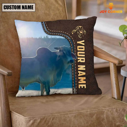 Joycorners Brahman Custom Name Leather Pattern Pillow Case For Gean