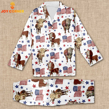 Joycorners Hereford Happy Star US Flag Pattern 3D Pajamas