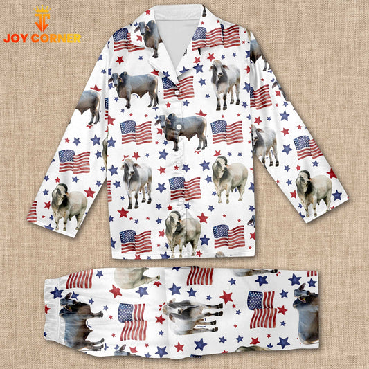 Joycorners Brahman Happy Star US Flag Pattern 3D Pajamas