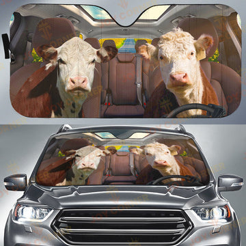 Joycorners Driving Hereford Cattle All Over Printed 3D Sun Shade