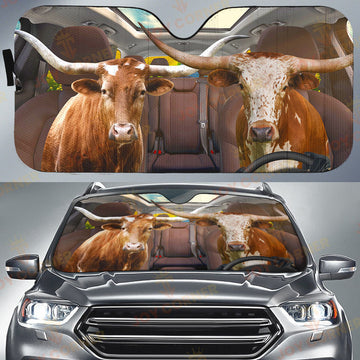 Joycorners Driving Texas Longhorn Cattle All Over Printed 3D Sun Shade