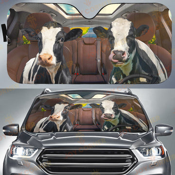 Joycorners Driving Holstein Cattle All Over Printed 3D Sun Shade