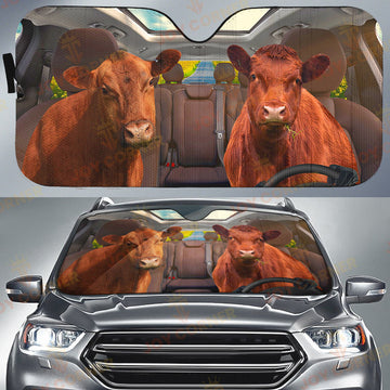 Joycorners Driving Red Angus Cattle All Over Printed 3D Sun Shade