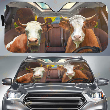 Joycorners Driving Simmental Cattle All Over Printed 3D Sun Shade