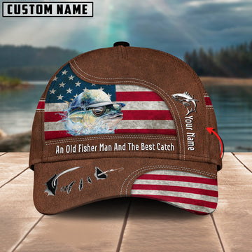 Joycornerss Tuna Fishing US Flag Personalized Name Blue 3D Classic Cap