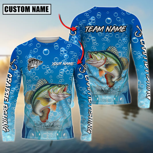 Joycorners Personalized Text Crappie Fishing Funny Cartoon Bubble Design 3D Long Sleeve Shirt