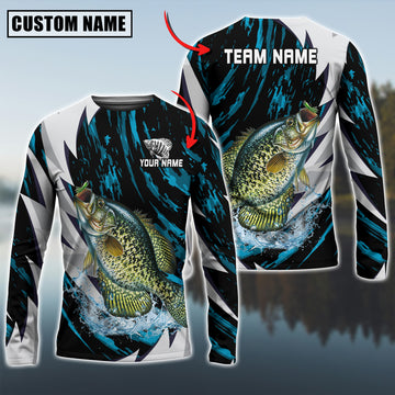 Joycorners Personalized Text Crappie Fishing Thunder Pattern 3D Long Sleeve Shirt