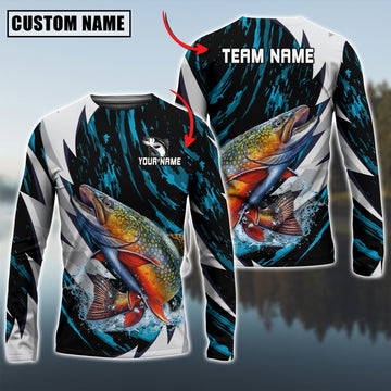 Joycorners Personalized Text Trout Fishing Thunder Pattern 3D Long Sleeve Shirt