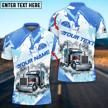 Joycorners Trucking White Blue Smoke Personalized Name 3D Shirt