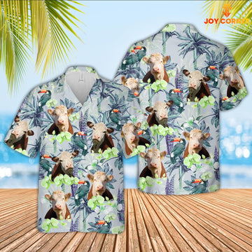 Joy Corners Hereford Flower Pattern 3D Hawaiian Shirt