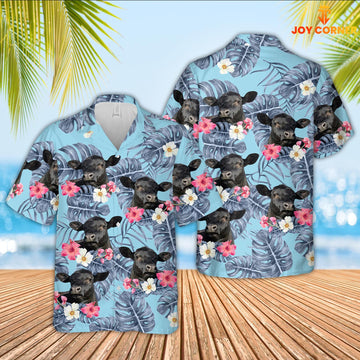 Joy Corners Black Angus Sierra Blue Pattern 3D Hawaiian Shirt
